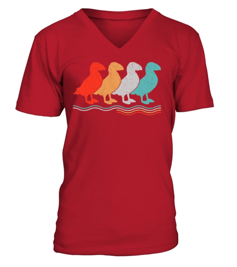 Vintage Puffin Bird Seabird Puffins V-Neck T-shirt