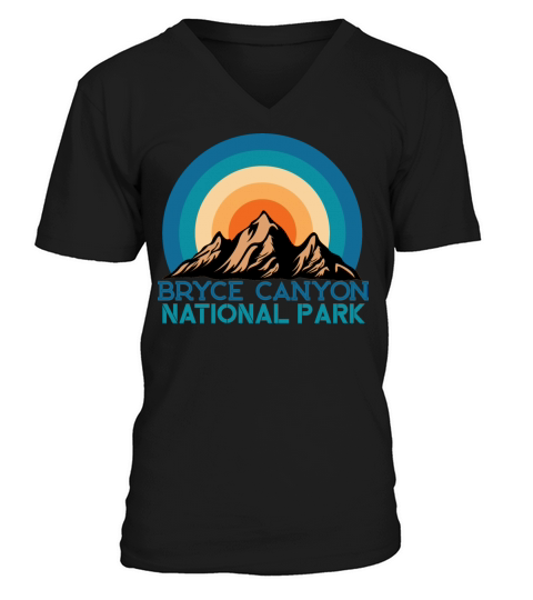 Vintage Retro Bryce Canyon National Park Mountain V-Neck T-shirt