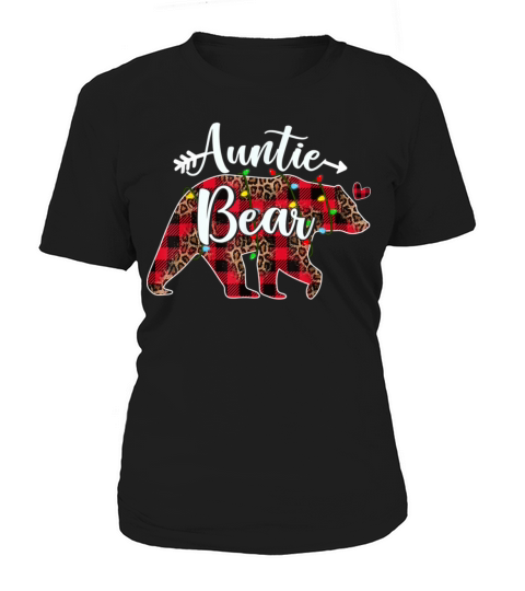Auntie Bear Red Buffalo Plaid Christmas Pajama Xma Women's T-Shirt