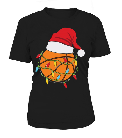Basketball Christmas Lights Santa Hat Women's T-Shirt