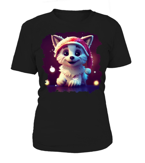 Christmas Cute Little Puppy With Santa Hat Women's T-Shirt