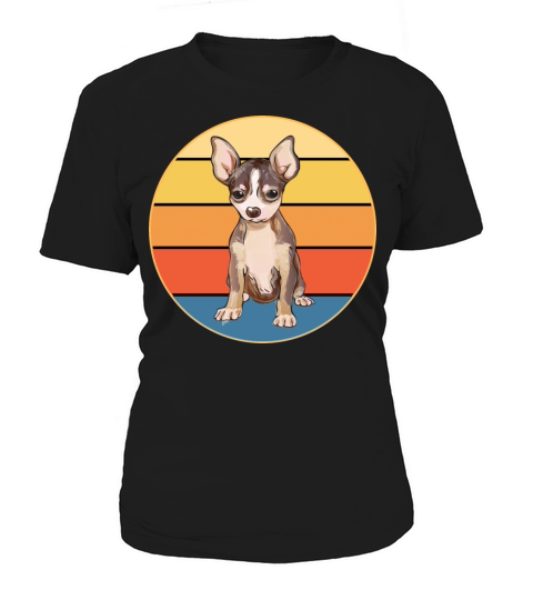 Cute Chihuahua Dog Breed Vintage Retro Sunset Women's T-Shirt