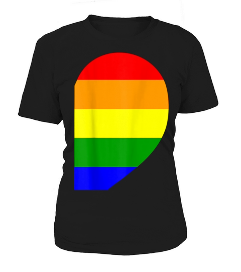 Rainbow Heart LGBT Matching Gay Couple Valentines Women's T-Shirt