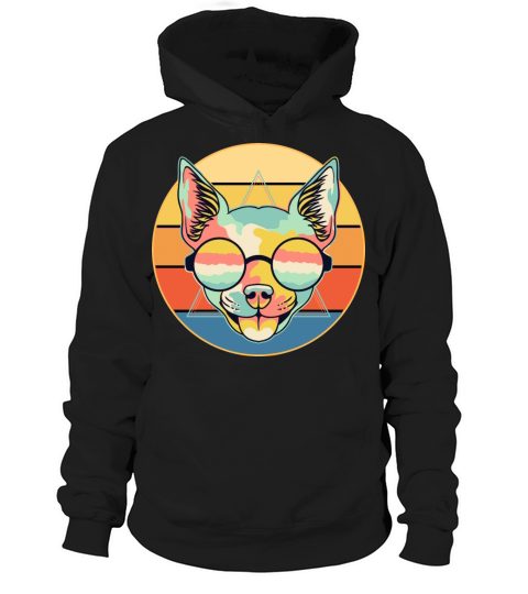 Cute Chihuahua Dog Breed Vintage Retro Sunset Hoodie Unisex