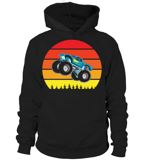 retro vintage sunset monster truck Hoodie Unisex