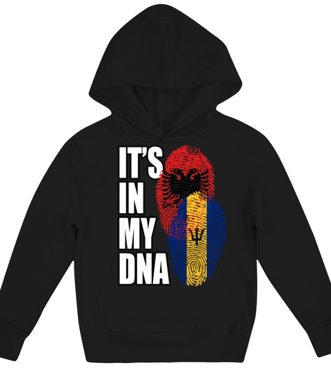 Barbadian And Albanian Mix Heritage DNA Flag Kids Hoodie