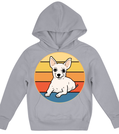 Cute Chihuahua Dog Breed Vintage Retro Sunset Kids Hoodie