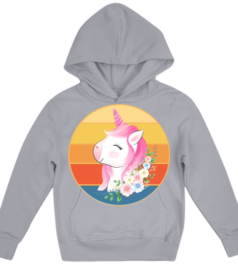 Cute Kawaii Unicorn Retro Sunset Vintage Kids Hoodie