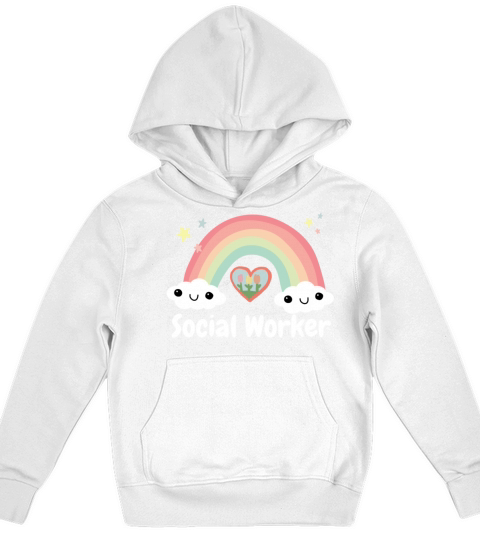 Cute Social Worker Heart Rainbow Squad Kids Hoodie