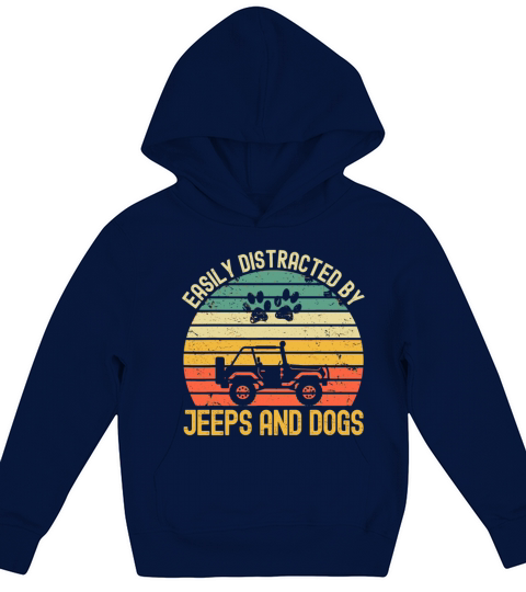 Easily Distracted By Jeeps And Dogs Vintage Jeeps Kids Hoodie