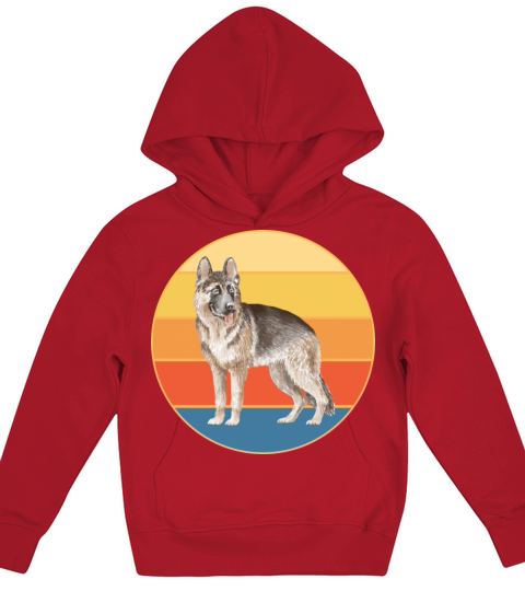 German Shepherd Dog Breed Vintage Retro Sunset Kids Hoodie