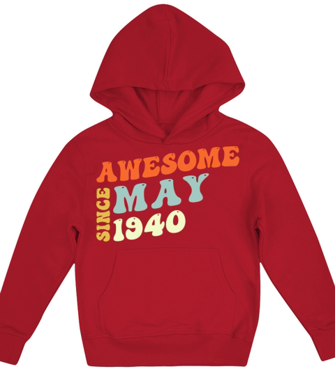 Groovy 83 Years Old Awesome Since May 1940 83rd Kids Hoodie