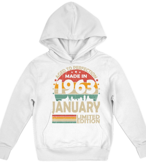 January 1963 Vintage Birthday Retro Kids Hoodie