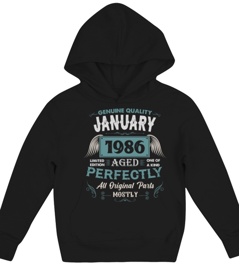 January 1986 Vintage Birthday Present Kids Hoodie