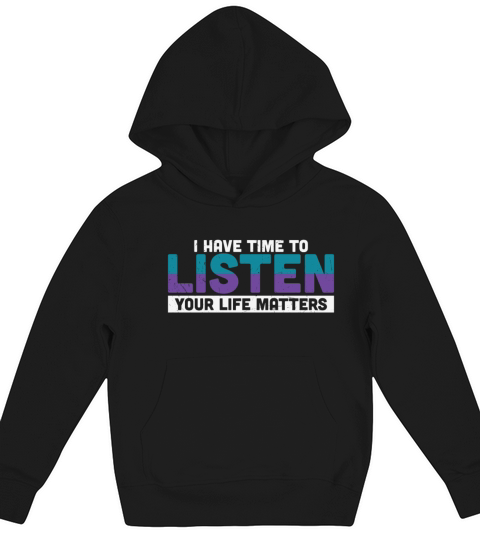 Purple Teal Ribbon I Have Time To Listen Kids Hoodie