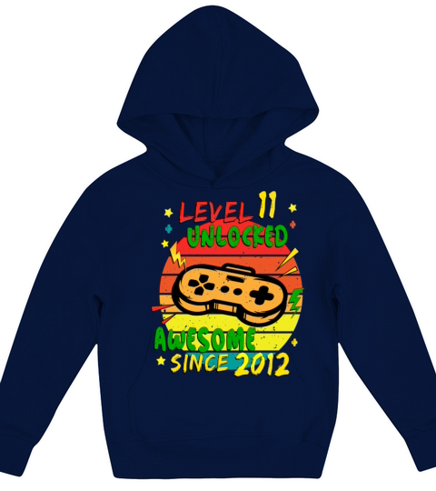 Video Game Level 11 Unlocked Awesome Since 2012 Kids Hoodie