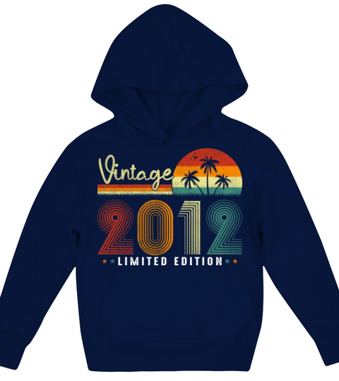 Vintage 2012 10 Years Old Birthday Gift Boy Girl Kids Hoodie