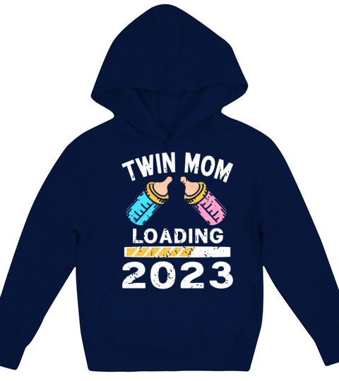 Womens Twin Mama Twin Mom to Be Pregnancy Kids Hoodie
