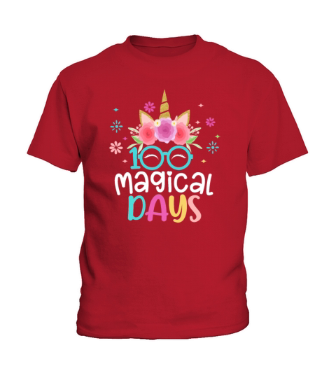 100th Days Of School Girls Cute Unicorn Face Kids T-Shirt