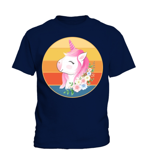 Cute Kawaii Unicorn Retro Sunset Vintage Kids T-Shirt