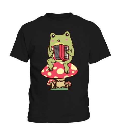Frog On A Mushroom Accordion Player Accordionist Kids T-Shirt