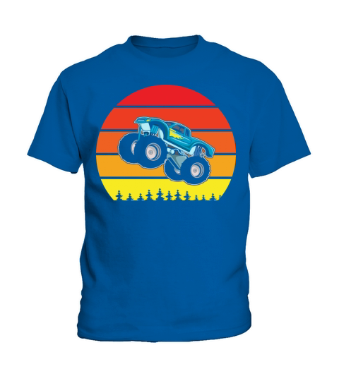 retro vintage sunset monster truck Kids T-Shirt