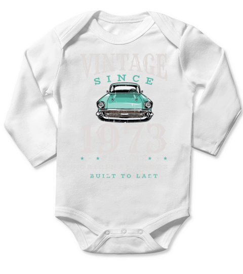 1973 Vintage born in Retro age Birthday gift idea Long Sleeve Baby One-Piece