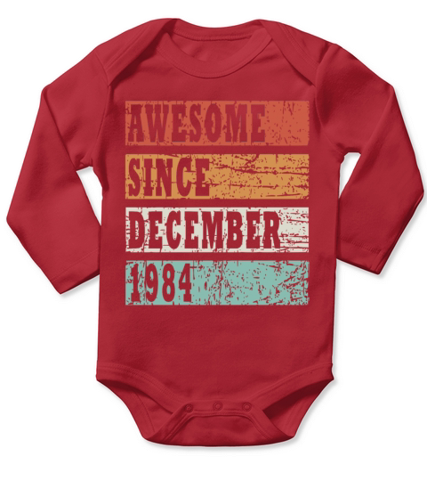 1984 Born In December Retro Gift Idea Long Sleeve Baby One-Piece