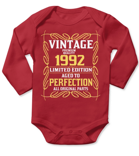 1992 Original vintage vintage retro birthday Long Sleeve Baby One-Piece