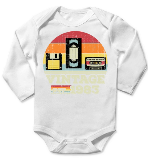 40 Year Old Vintage 1983 40th Birthday Gift Long Sleeve Baby One-Piece