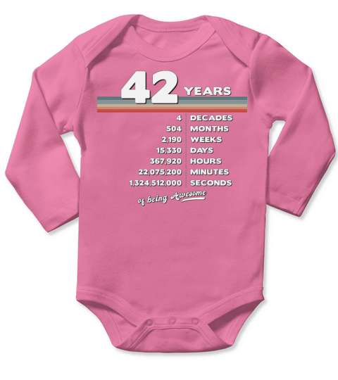 42nd Birthday Vintage 42 Years Old Retro 504 Long Sleeve Baby One-Piece