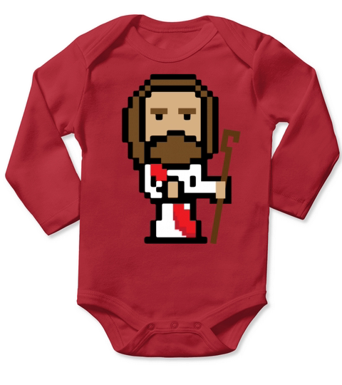 8 Bit Jesus Vintage Video Game Player Christian8 b Long Sleeve Baby One-Piece