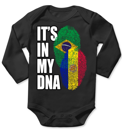 Andorran And Brazilian Mix Heritage DNA Flag Long Sleeve Baby One-Piece