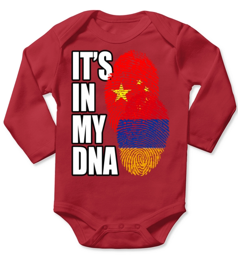 Armenian And Chinese Mix Heritage DNA Flag Long Sleeve Baby One-Piece