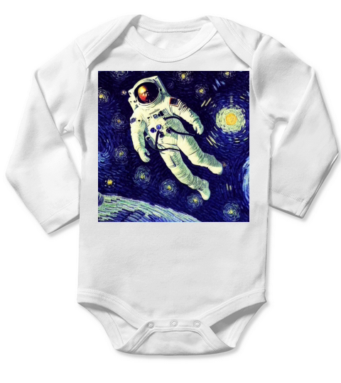 Astronaut Vincent van Gogh Long Sleeve Baby One-Piece