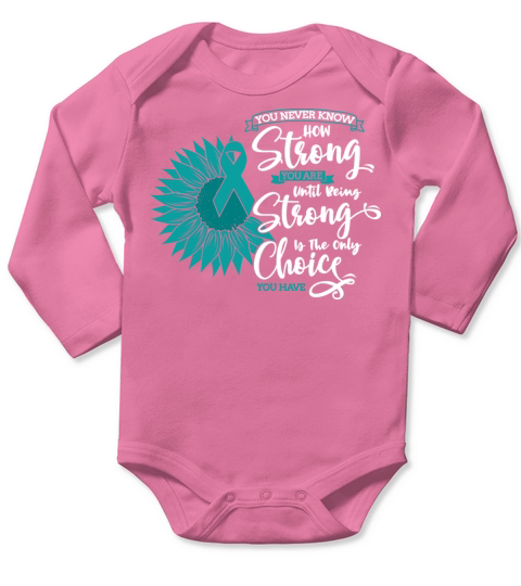 Cervical Cancer Awareness Month Teal Sunflower Long Sleeve Baby One-Piece