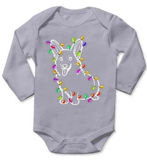 Corgi Santa Christmas Lights Xmas Gifts Boys Kids Long Sleeve Baby One-Piece