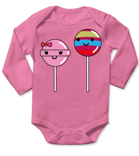 couple of lollipop Kawaii gift for candy lover Long Sleeve Baby One-Piece