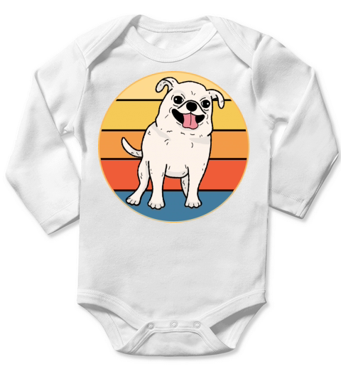 Cute Chihuahua Dog Breed Vintage Retro Sunset Long Sleeve Baby One-Piece