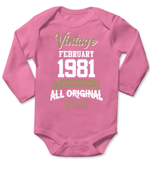 February 1981 Vintage Birthday Present Long Sleeve Baby One-Piece