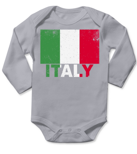 Italy Flag Vintage Italian Nationality Origin Trav Long Sleeve Baby One-Piece