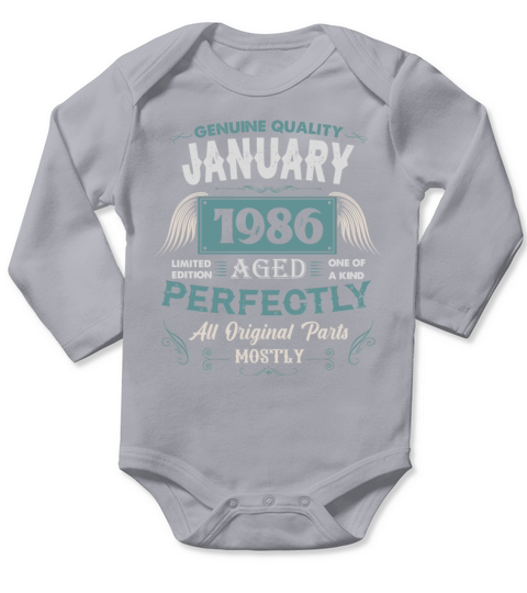 January 1986 Vintage Birthday Present Long Sleeve Baby One-Piece