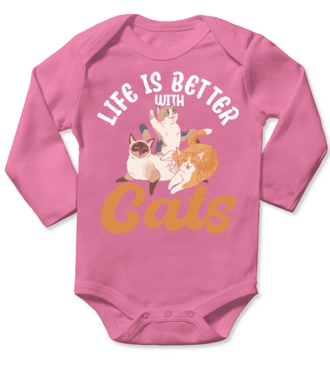 Life Is Better With Cats Long Sleeve Baby One-Piece