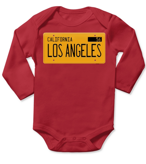 Los Angeles California 1956 yellow license plate Long Sleeve Baby One-Piece