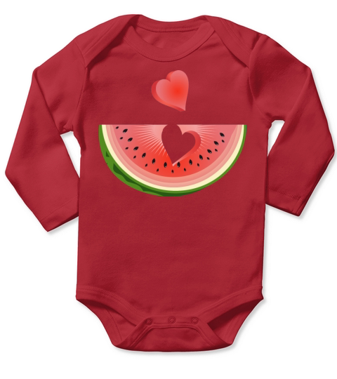Piece of a watermelon with a heart Long Sleeve Baby One-Piece