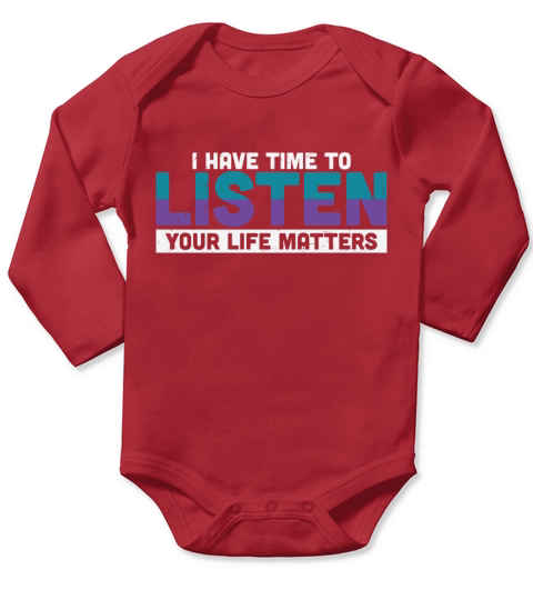 Purple Teal Ribbon I Have Time To Listen Long Sleeve Baby One-Piece