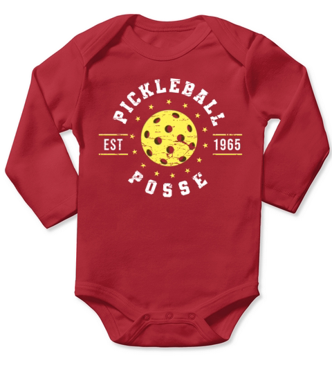 Retro Vintage Pickleball Posse For Pickers Long Sleeve Baby One-Piece