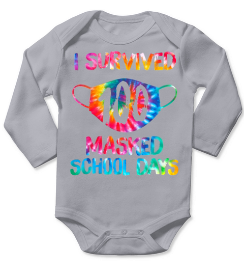 Tie Dye Mask I Survived 100 Masked School Days Long Sleeve Baby One-Piece