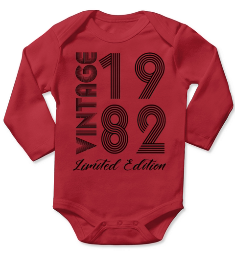 Vintage 1982 Vintage Birthday Retro Vintage Long Sleeve Baby One-Piece