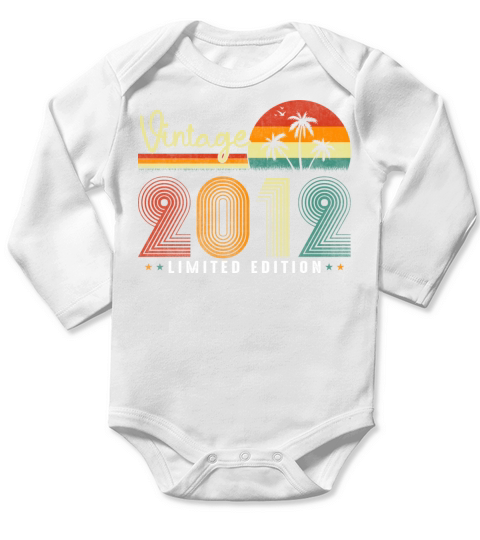 Vintage 2012 10 Years Old Birthday Gift Boy Girl Long Sleeve Baby One-Piece